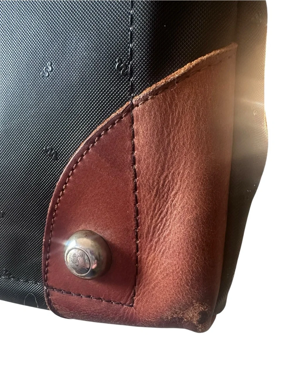 King Ranch Black Duffel Bag with Brown Leather Trim